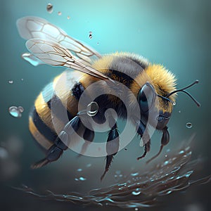 Close Up Bee Activity. Generative AI