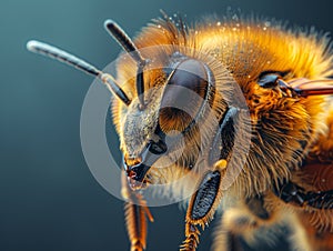 Close up of a bee with its eyes open