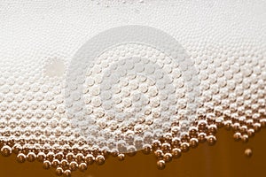 Close up of beer bubbles