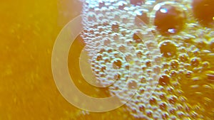 Close up of beer bubbles 4k video