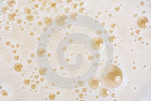 Close up of beer bubbles and foam as a background