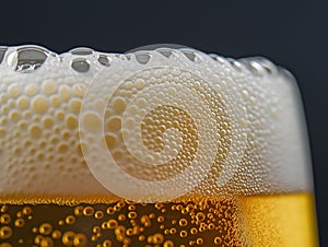 Close-up of Beer Foam and Bubbles