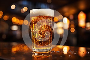 Close up beer in glass