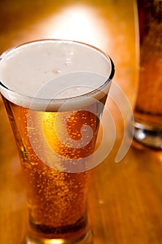 Close-up of beer glass