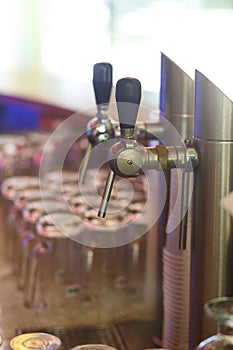 Close up of beer lines for draft beer in restaurant