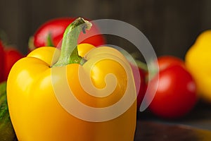 Close up of bell pepper on kitchen table