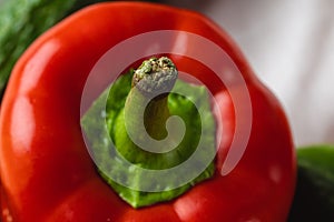 Close up of bell pepper on kitchen table