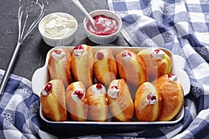 Close-up of Berliner Pfannkuchen in a dish