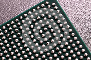 Close-Up of BGA CPU Backside with Solder Ball Grid