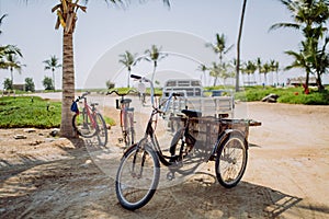 Close up of bicycles outdoor in an exotic country.