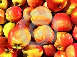 Close up of a big box of Apples at the super market