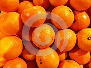 Close up of a big box of Oranges at the super market