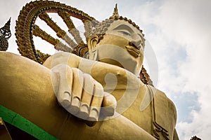 Close up big buddha statue in koh samui, Thailand.