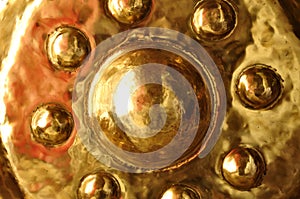 Close up big circle bell in Buddhism temple