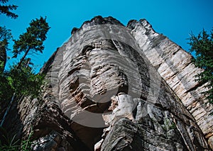 Close up on big rock mountain in the Adrspach - Teplice in Czech