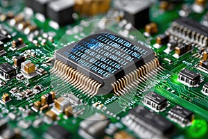Close Up of Binary Code on a Computer Chip