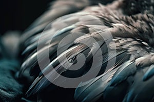 a close up of a bird\'s feathers with a black background