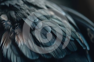 a close up of a bird\'s feathers with a black background