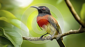 close up of bird is sitting on the bench in the nature, bird in the nature