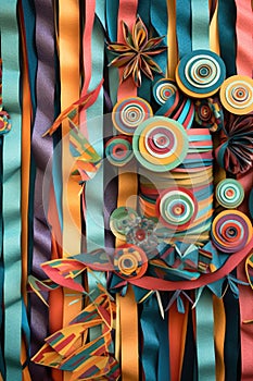 close-up of a birthday banner and streamers