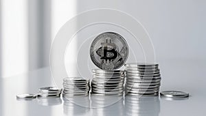 Close-Up of Bitcoin Cryptocurrency photo