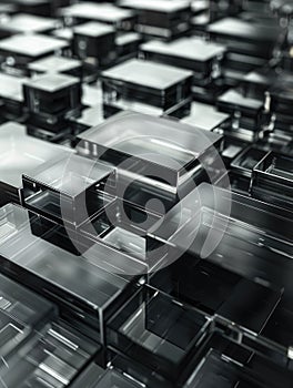 A close up of a black and clear cube