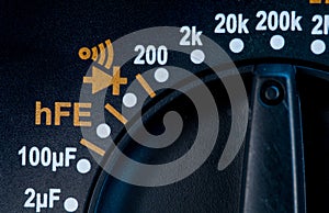 Close up of a black digital electronic multimeter