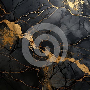 Close-Up of a Black and Gold Marble