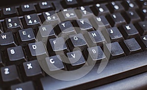 Close-up black keyboard.