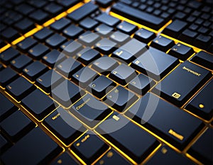 Keyboard Light Gold Highlights Black Communication photo