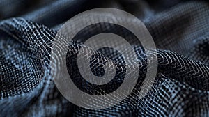 Close-up of a Black Net-Like Fabric with a Distinctive Pattern