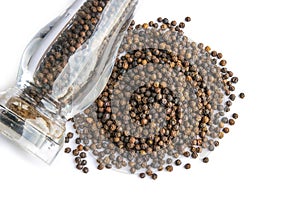 Close up black pepper on white