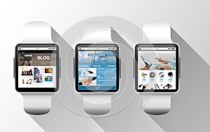 Close up of black smart watches with applications
