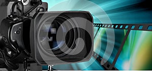 Close-up of black video camera