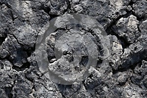 Close-up of black volcanic soil,  Natural background and texture