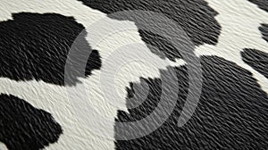 Close-up of black and white cowhide texture for background or pattern design
