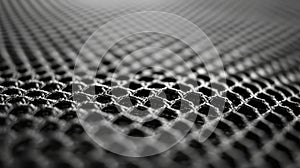 Close-up Black and White Photograph of Interwoven Mesh Fabric