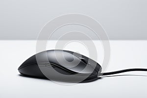 Close-up of black wired mouse,Generative AI