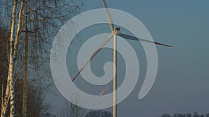 Close-up of the blade of an electric wind generator.