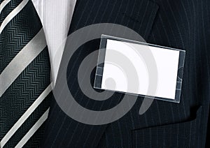 Close-up of a blank nametag