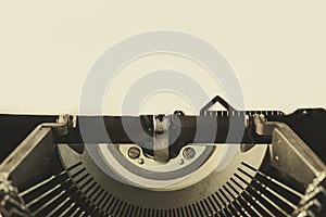 Close-up of blank paper in an old vintage typewriter