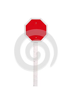 Blank red traffic sign stop with pole isolated on white background , clipping path