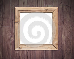 Close-up blank white board with wood frame