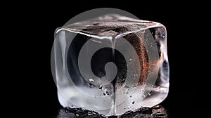 A close up of a block of ice with water droplets on it, AI