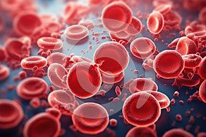 Close up of blood cells, leukocytes, erythrocytes bloodstream