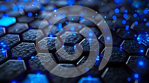 A close up of a blue and black hexagonal pattern