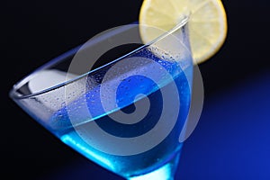 Close up of blue curacao drink