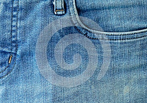 Close Up of Blue Denim Jean with Pocket Detail