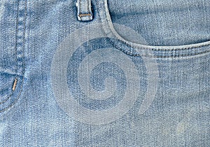 Close Up of Blue Denim Jean with Pocket Detail