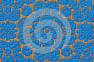 Close-up of blue fabric pattern